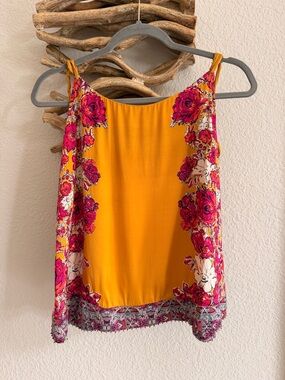 FREE PEOPLE silky Floral straps Tank Top Sz L